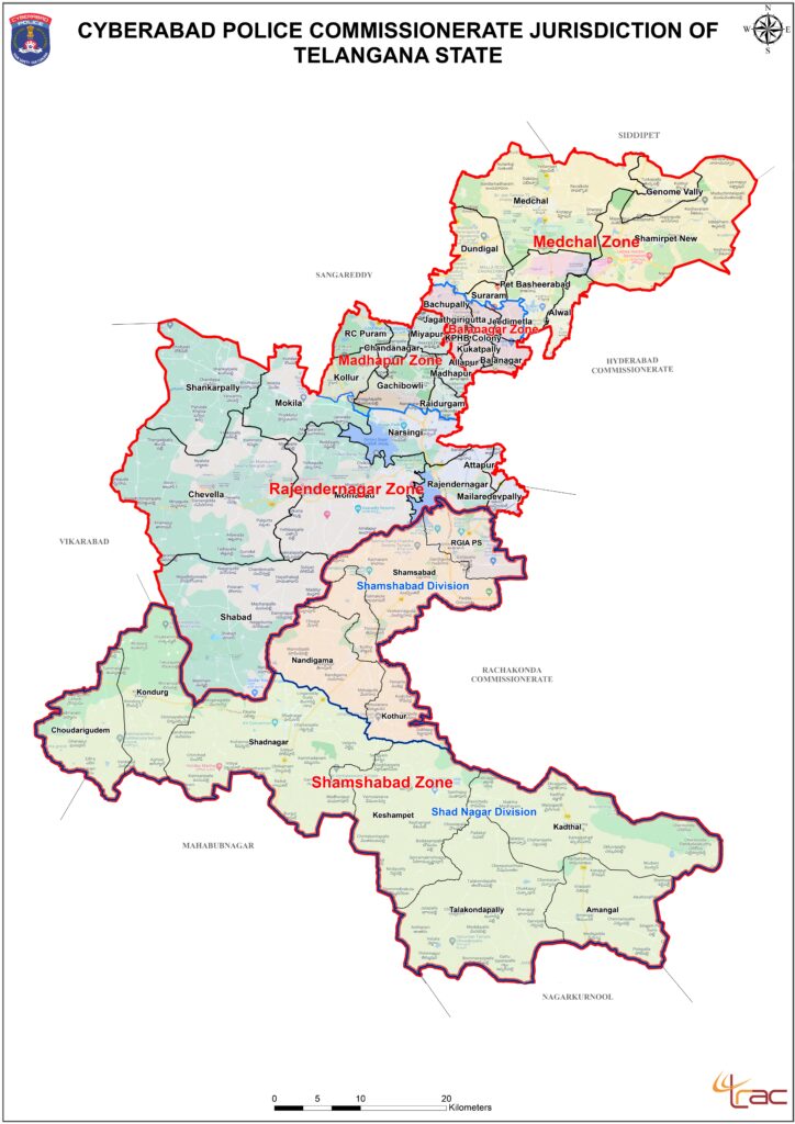 Cyberabad Traffic Police limits map