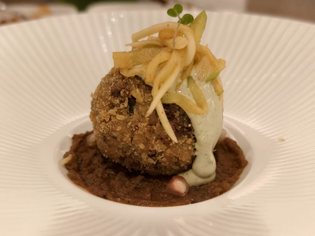 The opening dish (pineapple prawn salad) from Mamazaki's set menu by chef Farha Naaz.