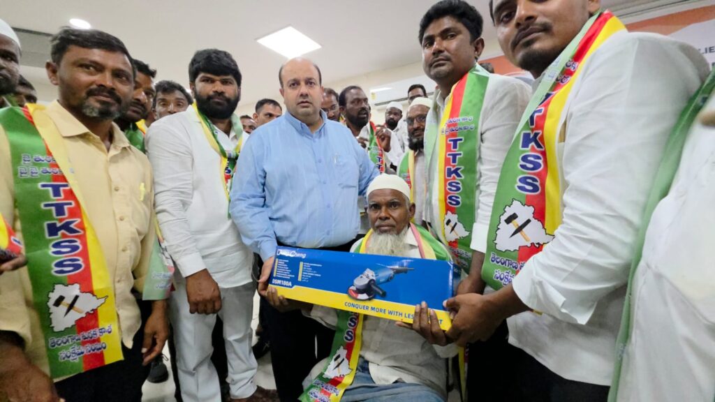 MLC Amer Ali Khan distributes stone cutting machines