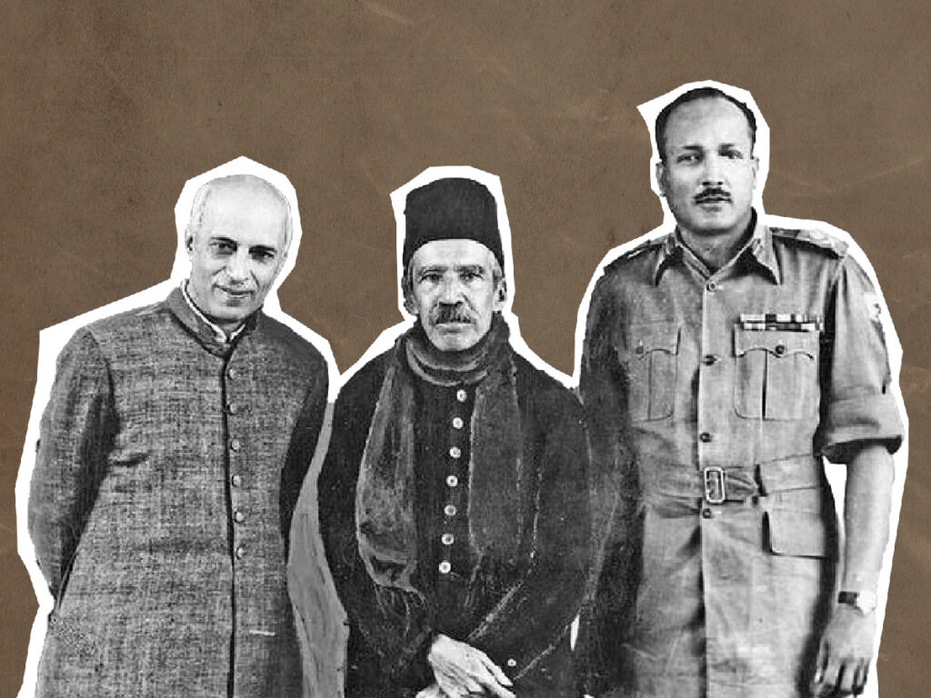 Image of Nizam Osman Ali Khan with Jawaharlal Nehru.