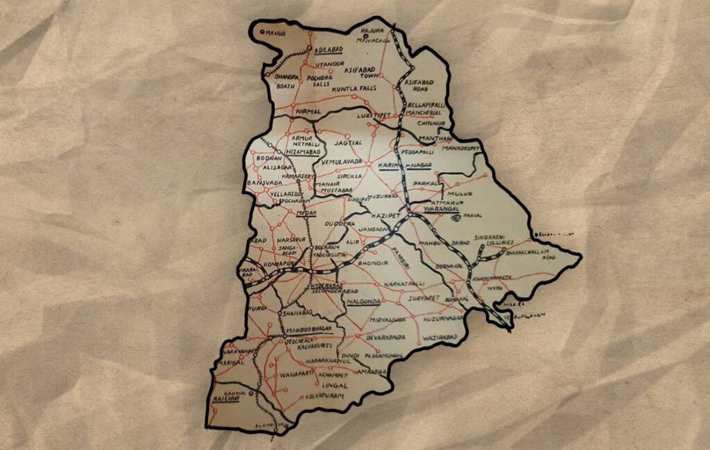 Image of map of erstwhile Hyderabad state.