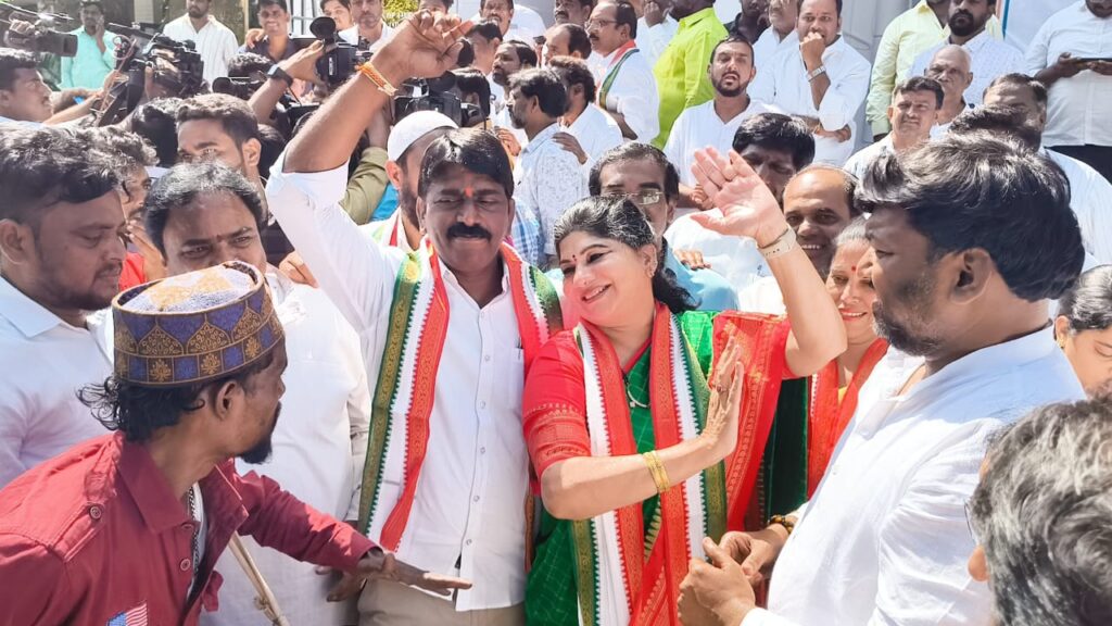 Celebration at Congress office.