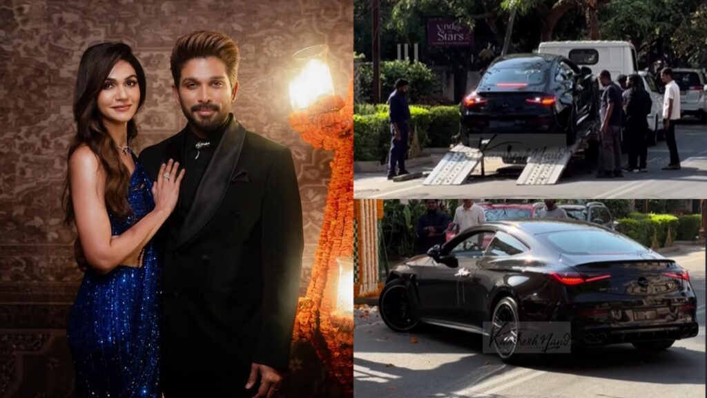 Allu Arjun’s Mercedes-AMG CLE 53 luxury car arriving at his residence, showcasing his latest automotive a.