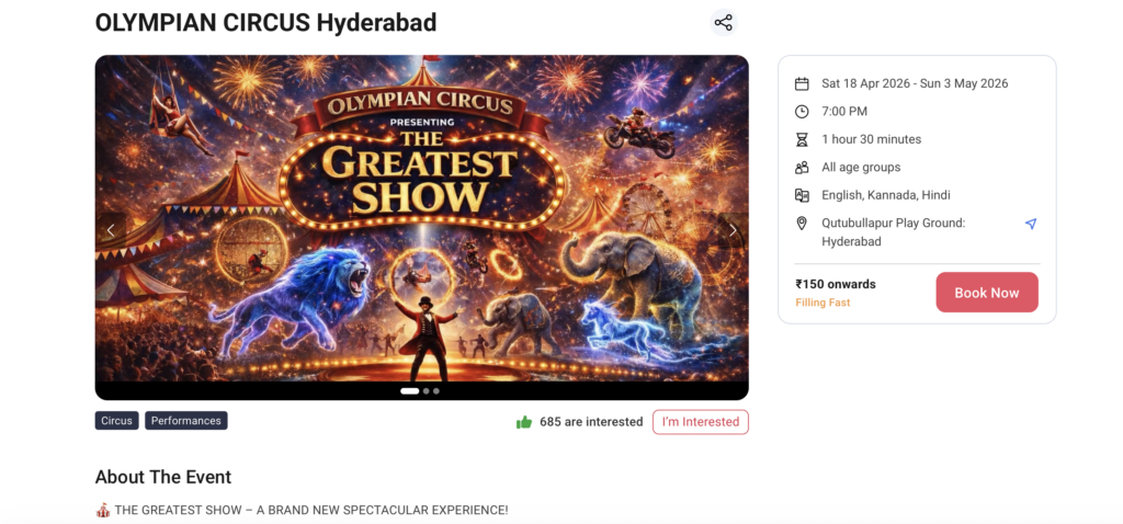 Spectacular circus performance at Olympian Circus debut in Hyderabad for World Circus Day 2026.