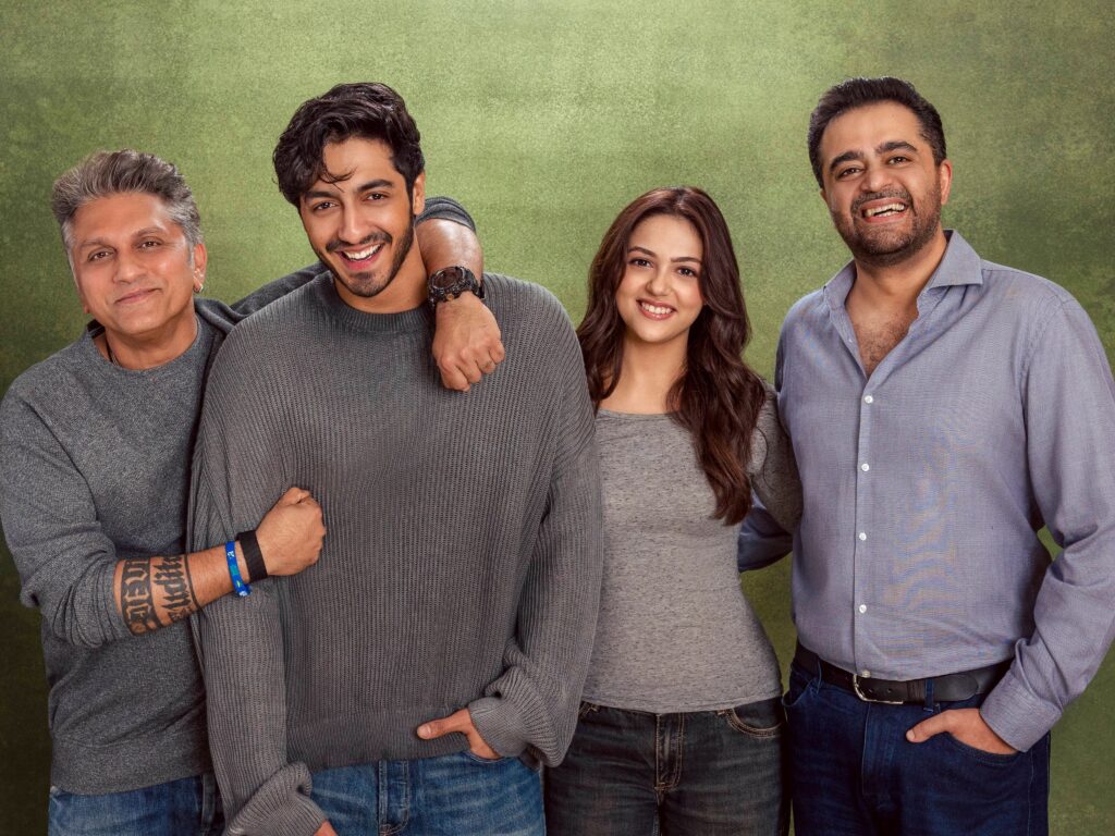 Family reunion of Saiyaara characters, smiling and happy together.