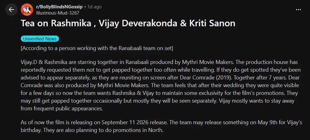 Vijay and Rashmika making separate appearances for new film promotions, sparking curiosity among fans and.