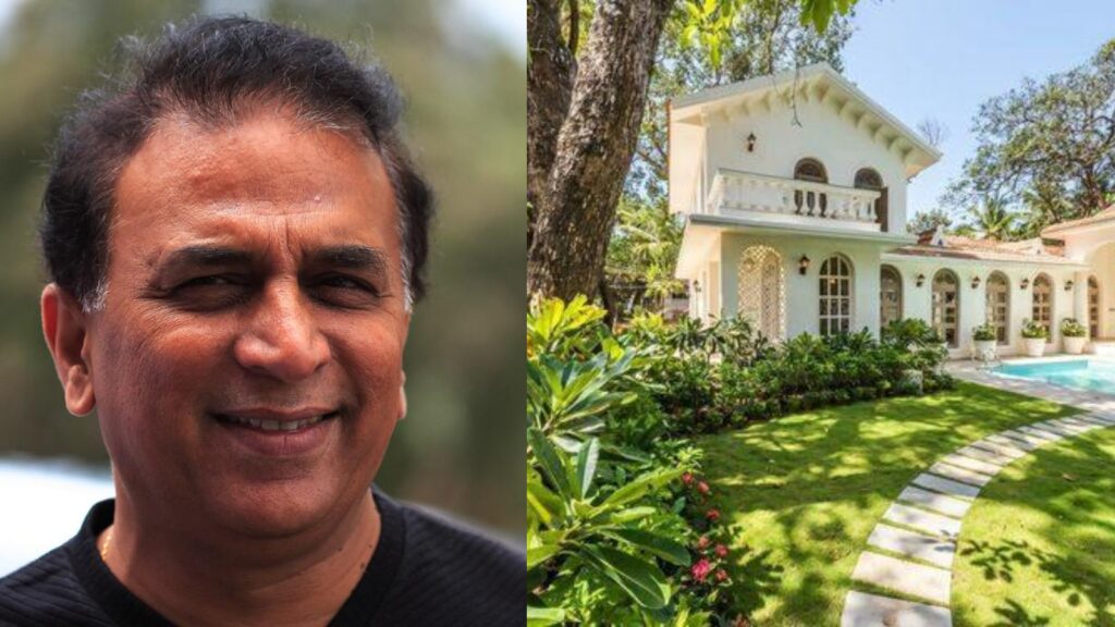 Luxury villa with lush garden, swimming pool, and elegant architecture in India.