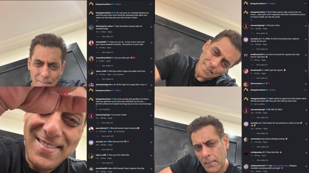 A man taking selfies in a casual indoor setting, engaging with viewers through social media comments.