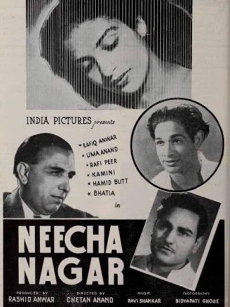 Vintage Indian film poster featuring actors Necha Nagar, Rafiq Anwar, and others, promoting a 1950s Bolly.